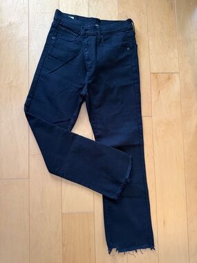 Levi's Slim Straight Black Jeans with Raw Frayed Hem